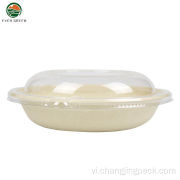 Bột giấy tự nhiên 24oz tròn takeaway salad phân hủy sinh học